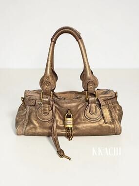 Gold Chloé Paddington Bag Bronze Antique Boho Metallic Padlock Shoulder